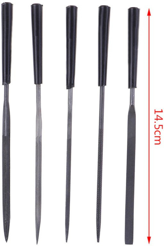 uptodateprouducts 5Pc 140 x 3mm Steel Needle File Set Files Stone Jewelry Wood Carving Knife Sharpening Steel(Steel)