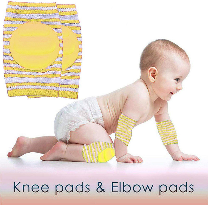 BABYMOON Baby Padded Knee Pads for Crawling, Anti-Slip Stretchable Kids Knee Cap Yellow Baby Knee Pads(Ultra protection)