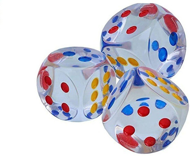 MOREL TRANSPARENT 3PCS BIG DICE COLORED DOTS FOR PLAYING SNAKE & LADDER LUDO Board Game Accessories