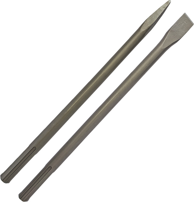 Inditrust 18x400mm FLAT and POINTED SDS Max Shank Chisel (Pack of 2) for Demolition hammer Concrete Breaker bits set for Tile Chipping/Wall Slotting/Scraping Masonry Hammer Drill(18 mm Chuck Size, 0 W)