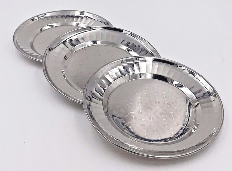 SHLINCO Set of 3 Stainless Steel Square Bowls / Half Plate Half Plate(Pack of 3, Microwave Safe)