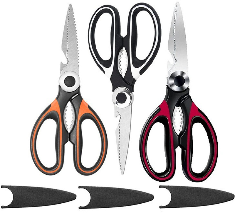 Corslet Multi-Function Kitchen Scissors for Chicken, Poultry, Fish, Meat, Vegetables Scissors(Set of 3, Multicolor)
