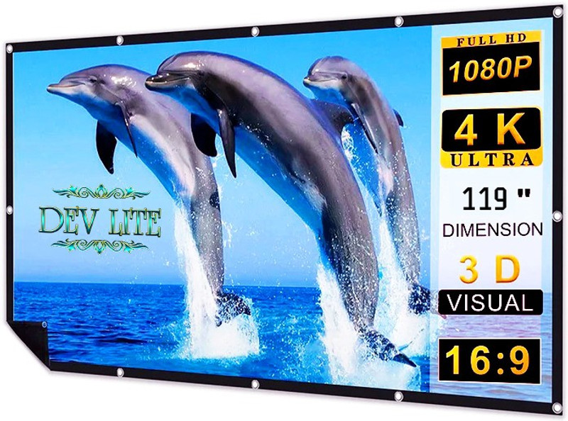 Dev Lite Premium 73 Inch- 5.4Ft x 3Ft (Anti-Creased) (Foldable) (Anti-Light) 16:9 4K Eyelet HG Projector Screen (Width 162.5 cm x 92 cm Height)