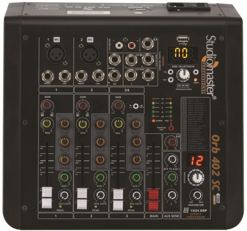 Studiomaster ORB 402SC with Inbuilt Audio Interface, Bluetooth, USB, Recording Analog Sound Mixer