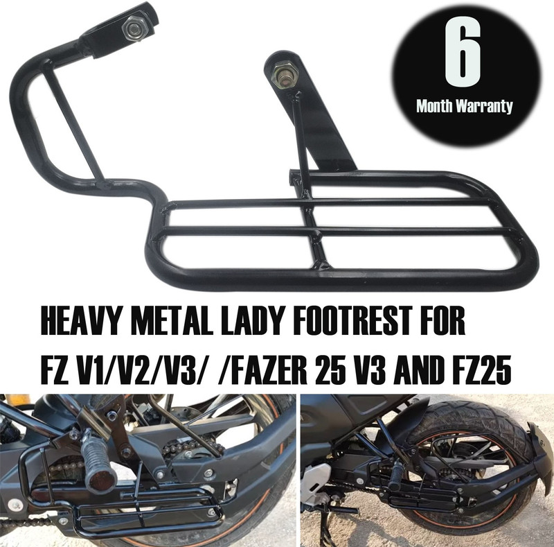 AutoGnix 6MW HEAVY METAL LADY FOOTRESR FOR FZ V1,V2,V3 AND FZ25 NEW MODEL Foot Rest(Black)