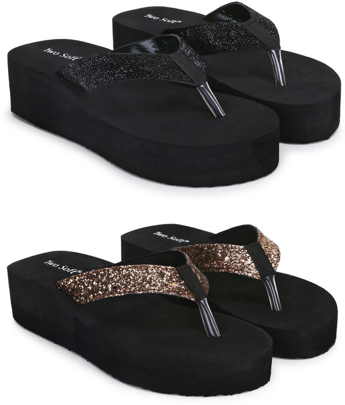 TWO SOFT Combo Pack Of 2 Women Slipper Stylish Casual Light & Soft Comfortable Daily Wear Slippers