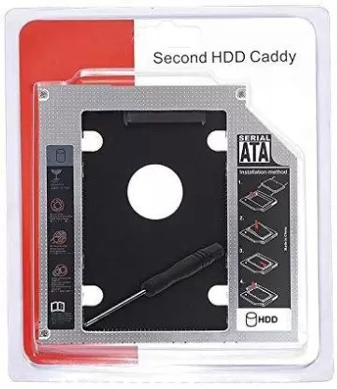 AICS 9.5mm Universal 2nd Hard Drive Caddy For CD/DVD-ROM, Laptop 2.5 inch HDD Caddy(For Laptop, Sillver-Black)
