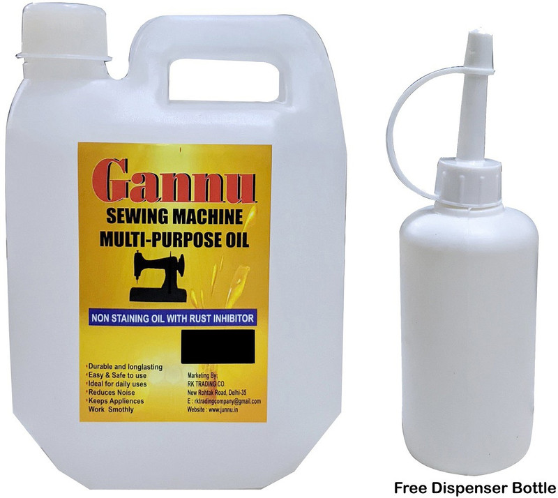 Gannu Special Oil for Sewing machine cycle chain & Machine Parts Free Dispenser Manual Pump(1 L Pack of 1)