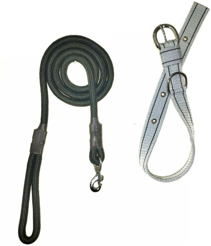 JAPIN JAPIN Dog Neck Collar Belts and Rope Set Waterproof for Medium Dogs Dog Collar & Leash(Medium, BLACK)