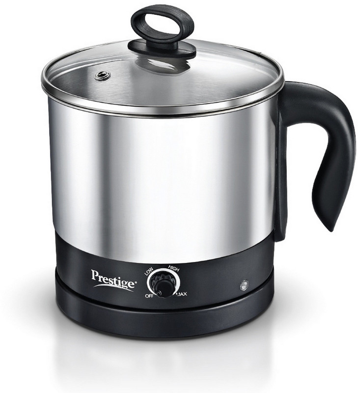 Prestige PMC 3.0+ Accessories(Idli Stand 3 plates, Egg Boiling Rack with Stand, Steamer) Multi Cooker Electric Kettle(1.5 L, Silver, Black)