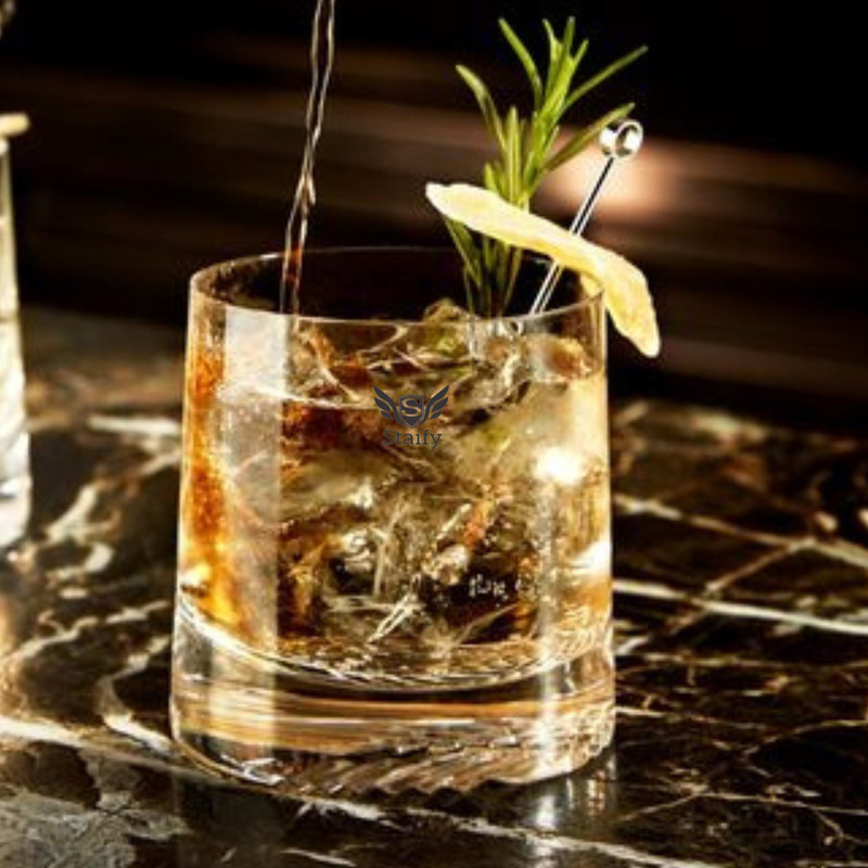 Staify (Pack of 2) Whiskey Glass With Shrink Mouth Stylish Shape Suitable For Gift Any whisky Lover Glass Set Whisky Glass(250 ml, Glass, Clear)