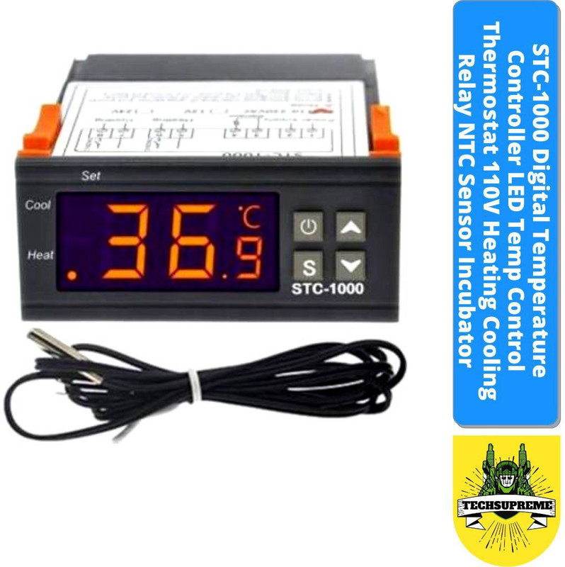 TechSupreme STC-1000 Temperature Controller 110V Heating Cooling Relay NTC Sensor Incubator Multipurpose Controller