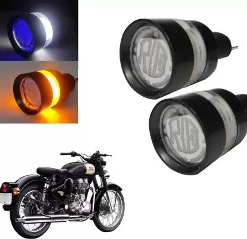 Elderwand BULLET HANDLE BAR LIGHT RE LOGO INDICATOR’S Bike Headlight Grill(Yellow, Blue)
