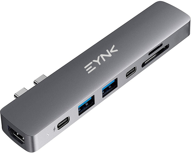 EYNK 7 in 2 USB C Thunderbolt 3.0 Hub Pro, Air, M1 7 in 2 Aluminum Docking Hub with 4K HDMI USB Hub, Laptop Accessory(Steel Grey)