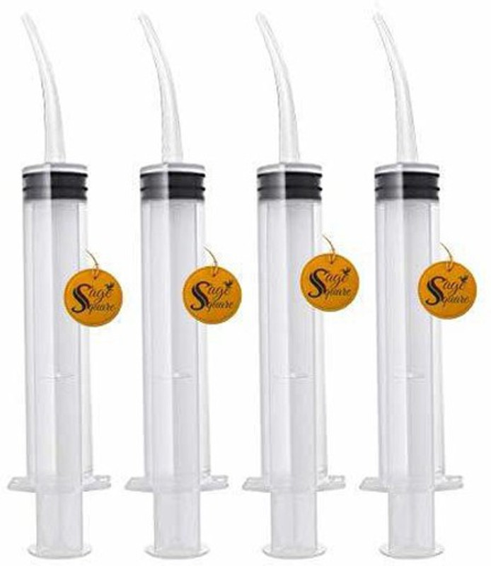Sage Square Disposable Dental Irrigation Utility Syringe with Curved Tip, (4pcs) Tube Bird Feeder(White)