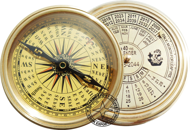 Stark Export House Brass 2.5 Inch Sundial Compass Great Gift Item Compass(Gold)