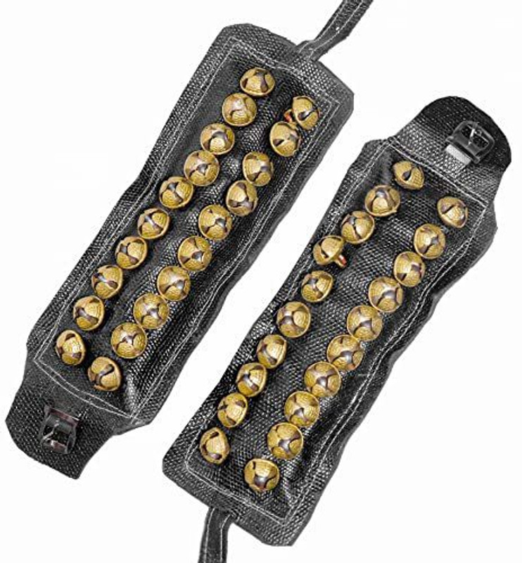 Elegant Casa Black Leather Ghungroos And Velvet pad Storage Bag 2-Line 1.6 Cm Ankle Bells Ghungroo Bells(20 Pieces, 1 inch)