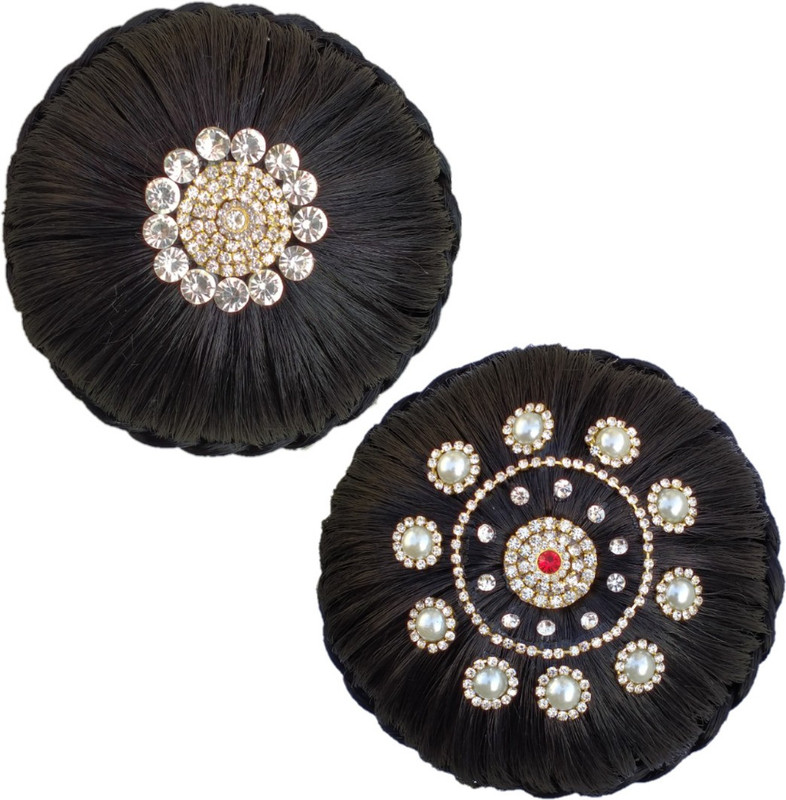 MX WOMEN HAIR STYLE Artificial Accessories For Women and Girls with Stone Work Juda Bun (Pack of 2) Hair Extension - 51% off at DetectaDeal