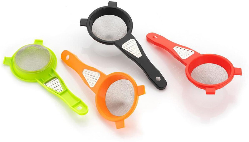 FEEDNIX NEW LOUNCH 2 IN 1 TEA STRAINER WITH GRATER ( PACK OF 4 , MULTICOLOR) Tea Strainer(Pack of 4)