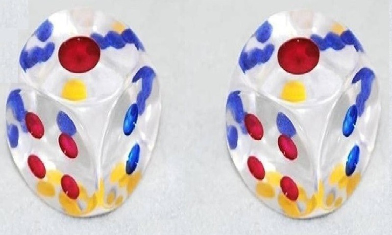 MOREL TRANSPARENT 2PCS BIG DICE COLORED DOTS FOR PLAYING SNAKE & LADDER LUDO Board Game Accessories