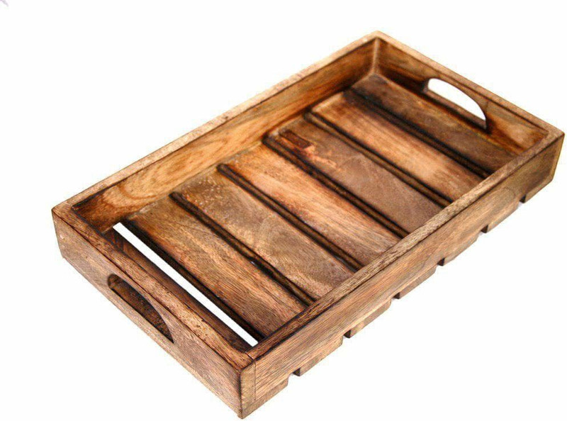 Green Tree Handicrafts Mango Wood Handmade Serving Tray with Handle for Tea and Coffee Tray