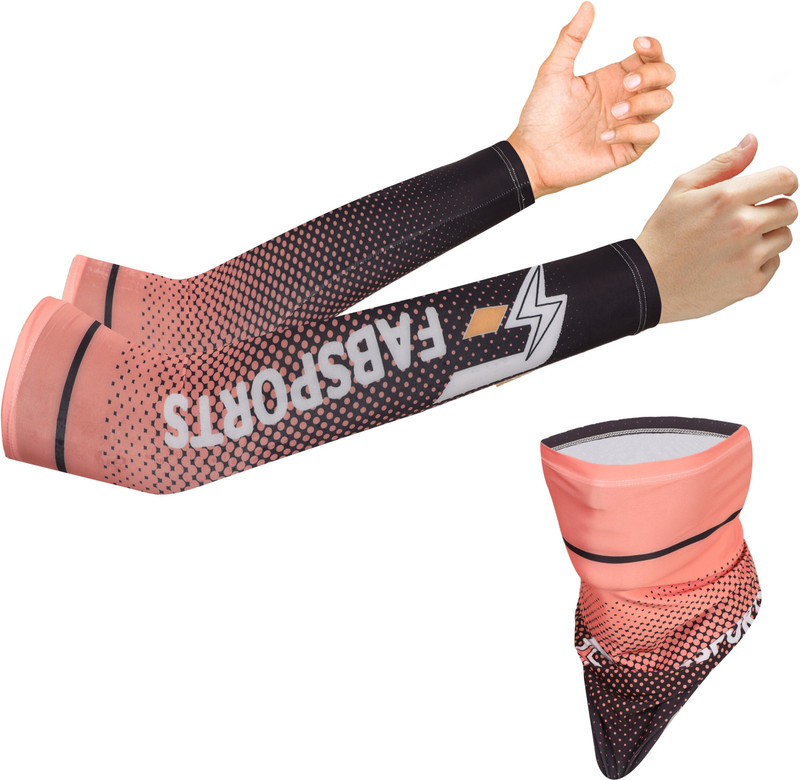 FABSPORTS Nylon Arm Sleeve For Men & Women With Tattoo(Free, Orange)