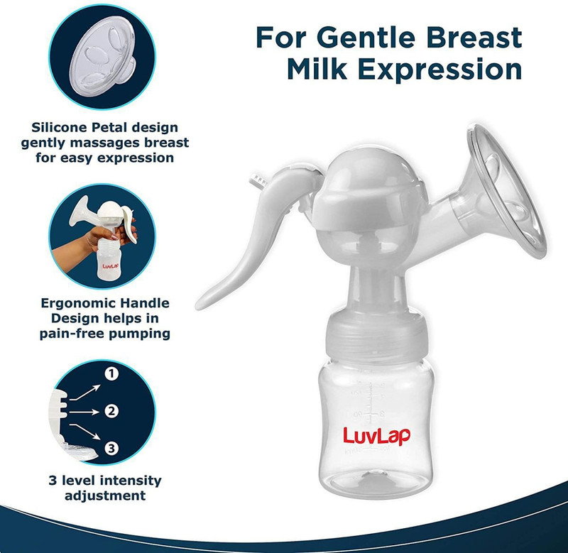 LuvLap Manual Breast Pump with Better Grip & Comfort, 2 Breast Pads Free  - Manual(White)