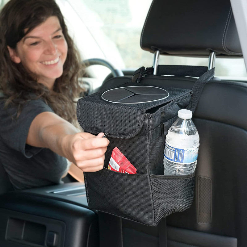 Automaze Headrest Mounted Multipurpose Hanging Car Trash-can Dustbin Cum Beer Chiller Car Storage Bag & Bin(7 L)