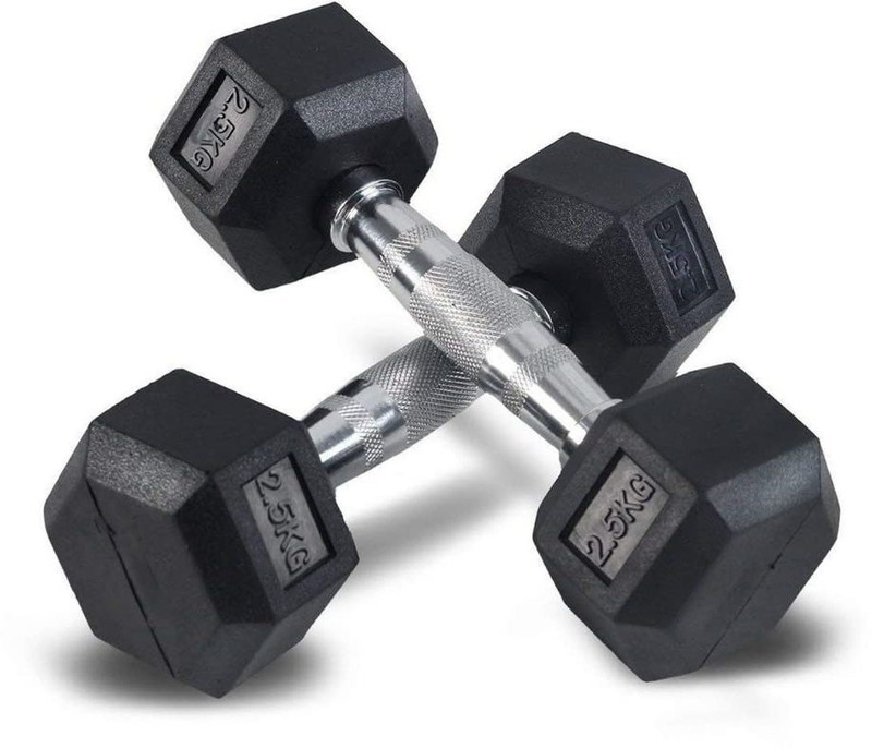 RAUT Rubber Coated Hexa Dumbbell For Full Body Workout Fixed Weight Dumbbell(2.5 kg)