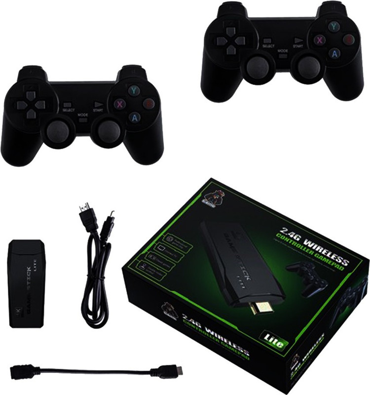 PTCMart 8/16 Bit Game Stick Lite 4K Ultra HD Dual Player Built-in 3000 Classic Games 32 GB with 8/16 bit games(Black)
