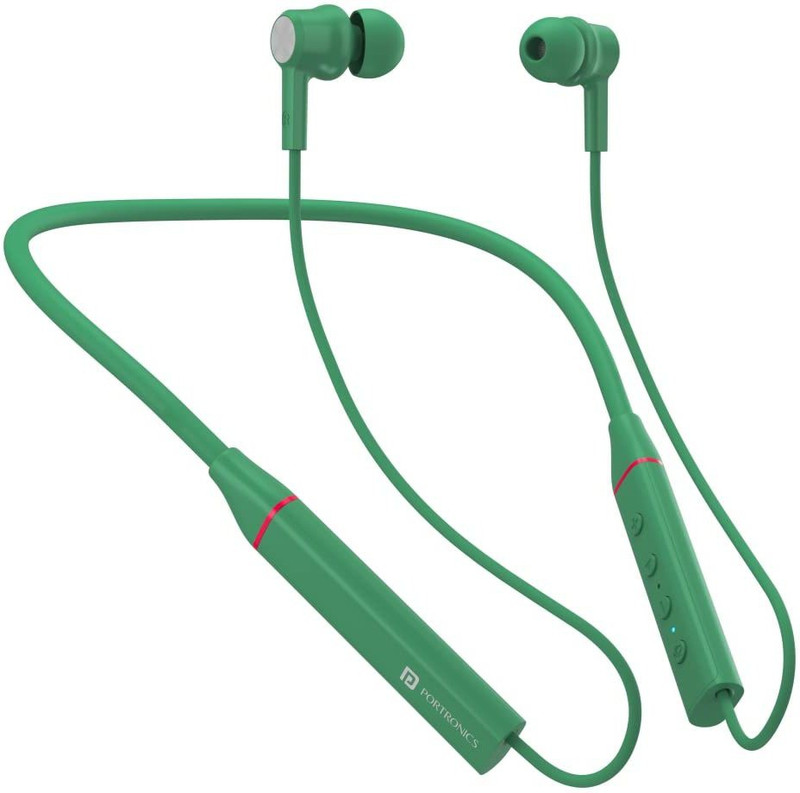 Portronics Harmonics 400 Bluetooth Wireless Sports Headset with 12Hrs Playtime Bluetooth Headset (Green, True Wireless)