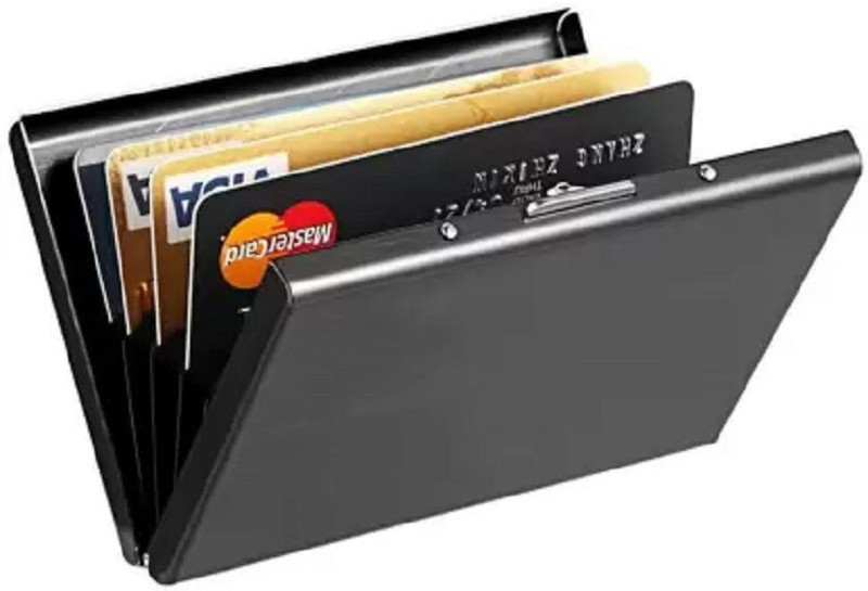 Classic World Men & Women Casual Black Aluminium Card Holder(6 Card Slots)