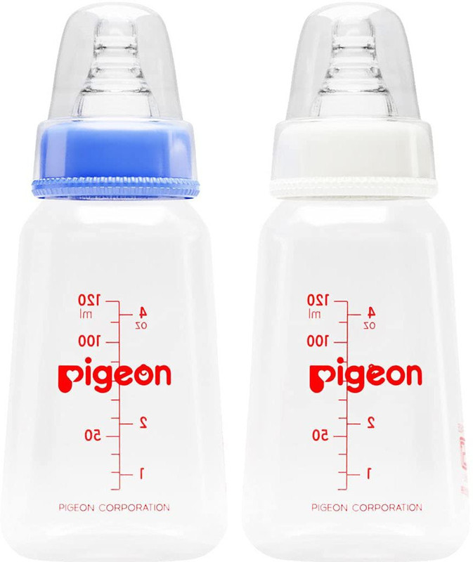 Pigeon PERISTALTIC NURSING BOTTLE TWIN PACK KPP-120ML(BLUE & WHITE) NIPPLE S - 120 ml(Transparent)
