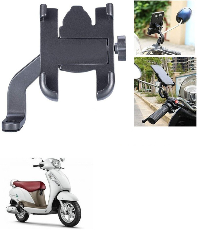 AutoGnix Mirror Fitting Metal Mobile Holder For Suzuki New Access 125 Bike Mobile Holder(Black)