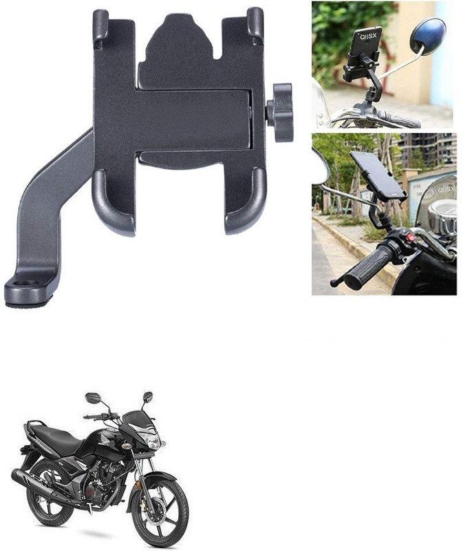 AutoGnix Mirror Fitting Metal Mobile Holder For Honda CB Unicorn 150 Bike Mobile Holder(Black)