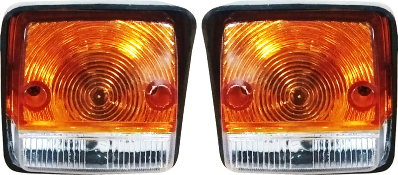 Apsmotiv Front Side Indicator Set with 12v Bulbs Suitable for Mahindra Arjun Tractors Car Reflector Light(Yellow, White)