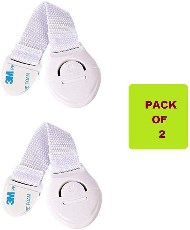 Bichwaliya 2 Pieces Baby Safety & proofing Flexible Nylon Strap Locks for Multi-Purpose Use(White)
