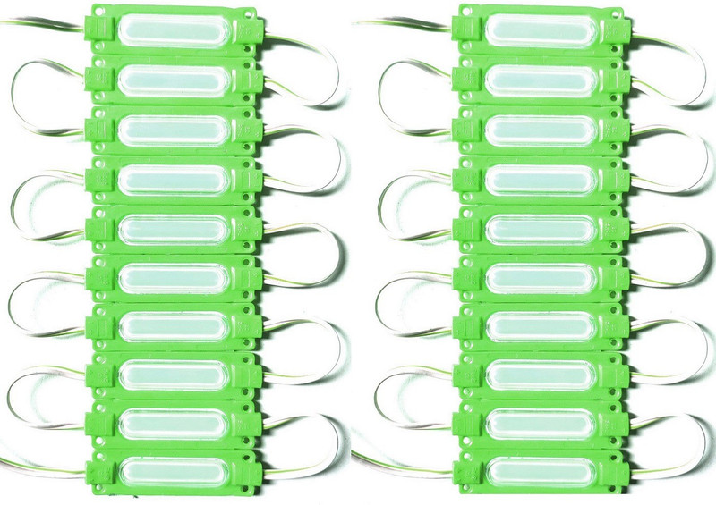 Wizzo 20 Pieces (GREEN) DC 12V 2W Capsule Shape LED Module Light Strip For Decoration Car Fancy Lights(Multicolor)
