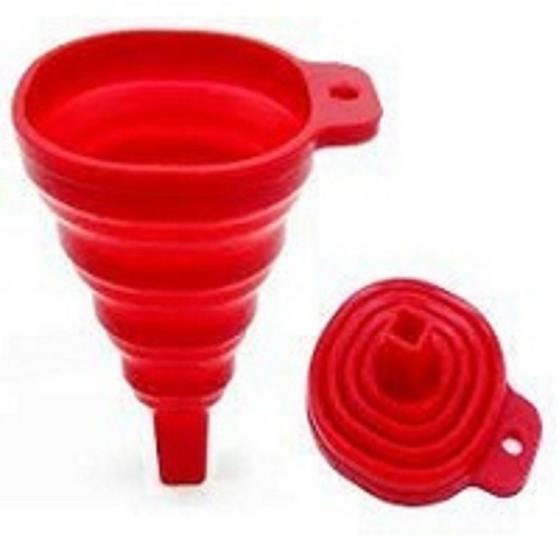 INGITAGNA Silicone Collapsible Portable Funnel, Kitchen Folding Funnels Hopper Kitchen Silicone Funnel(Red)