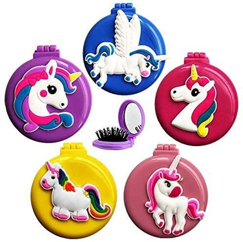 FATFISH Unicorn Theme Hair Brush Massage Comb Shower with Mirror