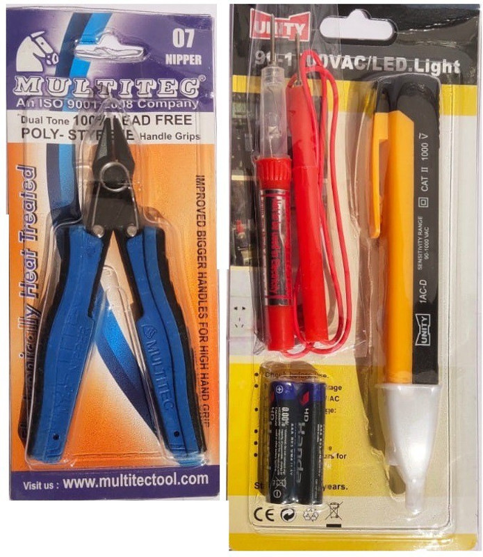 Gadariya King TWO type Electric Tester 1pc Voltage Alert 1pc Continuity Tester and wire cutter Analog Voltage Tester