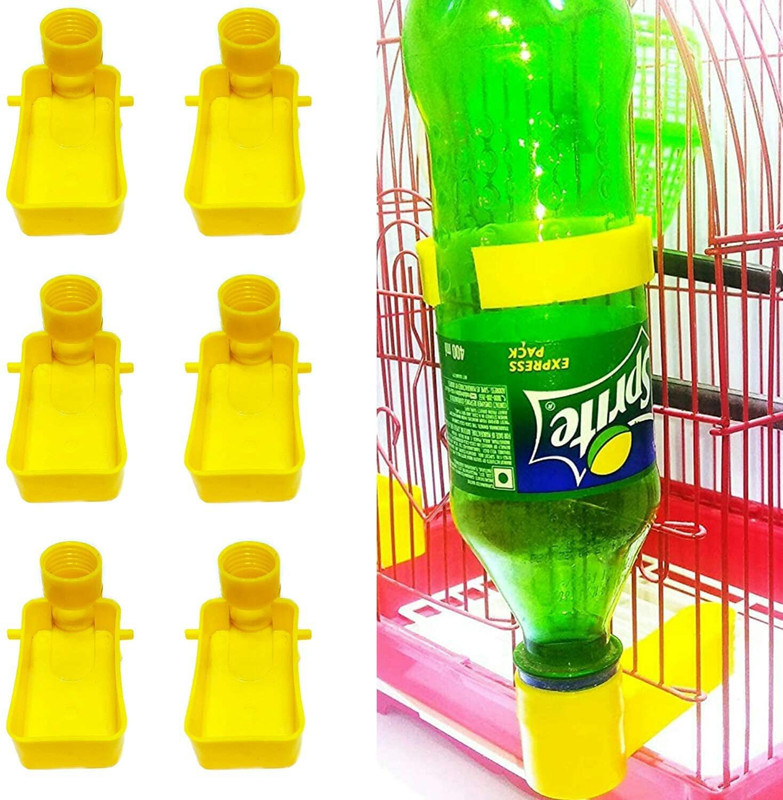 VAYINATO Bird Cage Food Feeder (Pack of 6) Fit for Any Bottle (Yellow) Caged Bird Feeder(Yellow)
