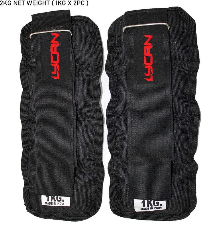 LYCAN Wrist/Ankle Weights Resistant Leg Running Cross Fitness Gym 1KGX2 (2KG) Black Ankle & Wrist Weight(2 kg)