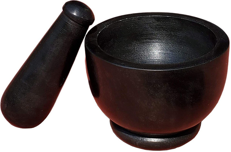 Pure Source (India) Natural Marble Stone Mortar Pestle 4 Inch Hand Muller Grinder