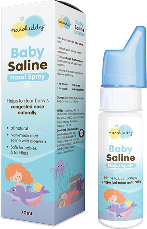 nasobuddy Baby Saline Nasal Spray Manual Nasal Aspirator(Blue)