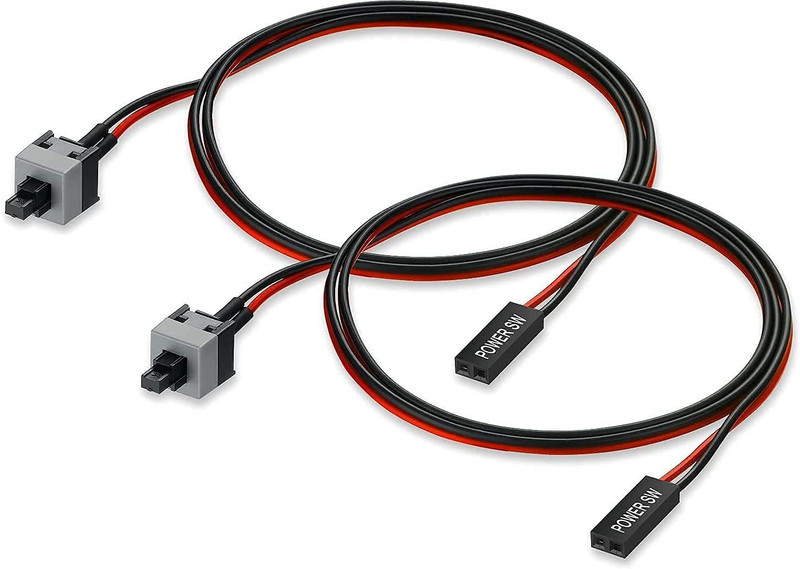 LipiWorld  TV-out Cable (Pack of 2) 2 Pin SW PC Desktop Power Cable On/Off Button ATX Computer Cord(Red, For Computer)