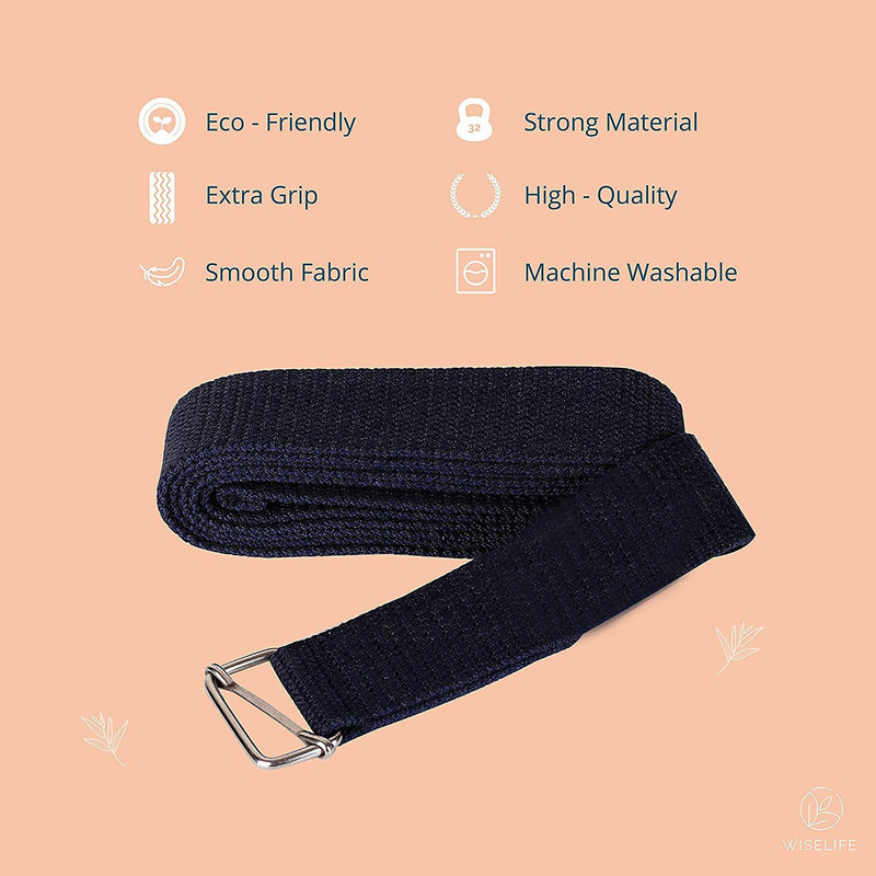 GymWar 8 Feet Yoga Belt for Women & Men|Yoga Strap for Stretching with Extra Cotton Yoga Strap(Black)