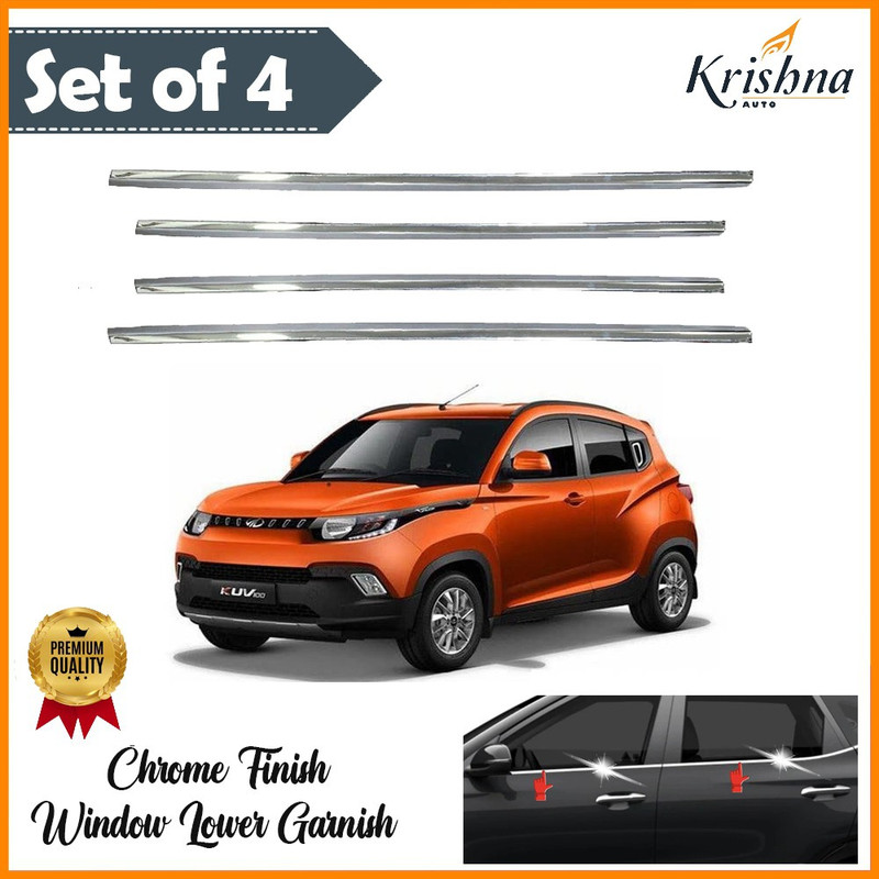 KRISHNA AUTO Lower Window Garnish (Chrome) Compatible with Mahindra Kuv 100 2016 Chrome Mahindra KUV 100 Side Garnish