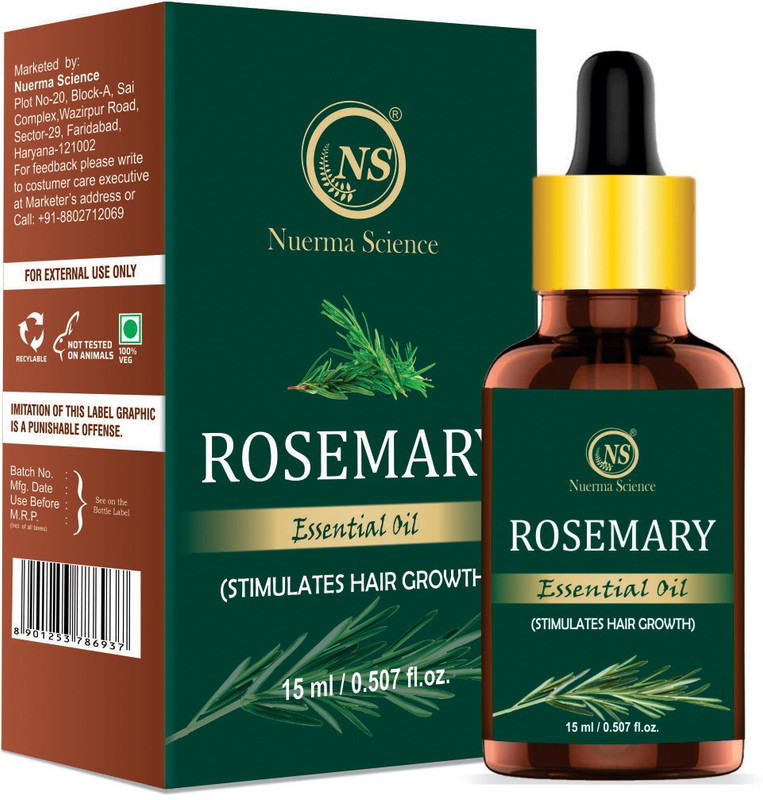Nuerma Science 100% Pure Rosemary Essential Oil For Thick Shiny Dense Beard Growth Oil Hair Oil(15 ml)