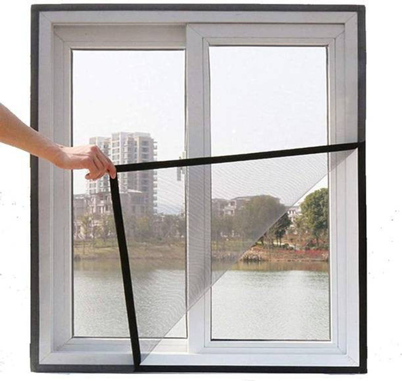 buyagain 3X5 FT grey Fiberglas Window Mosquito Net Stitched with Loop on All Four Borders HDPE - High Density Poly Ethylene Washable Infants Mosquito Net(Grey, Frame Hung)